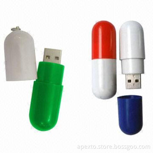 Pill USB Flash Drive, OEM and ODM Orders are Accepted, Supports Plug-and-play Function